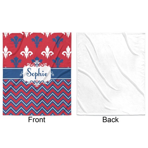 Patriotic Fleur de Lis Minky Blanket - 50"x60" - Single Sided - Front & Back