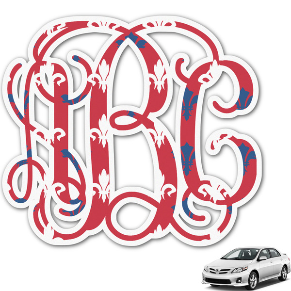 Custom Patriotic Fleur de Lis Monogram Car Decal (Personalized)