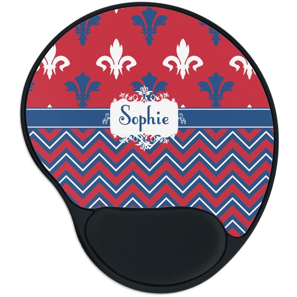 Custom Patriotic Fleur de Lis Mouse Pad with Wrist Support