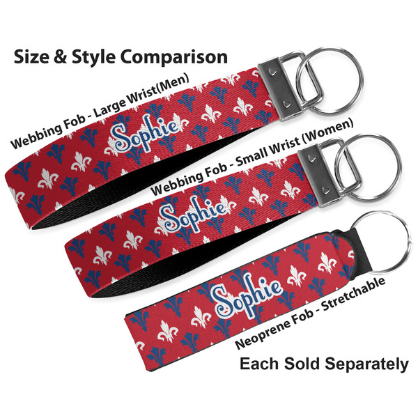 Patriotic Fleur de Lis Multiple Key Ring comparison sizes