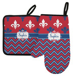 Patriotic Fleur de Lis Left Oven Mitt & Pot Holder Set w/ Name or Text