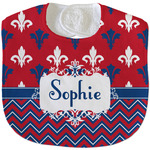 Patriotic Fleur de Lis Velour Baby Bib w/ Name or Text