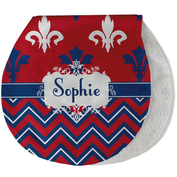 Patriotic Fleur de Lis New Baby Burp Folded