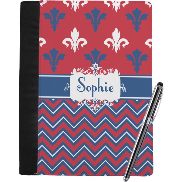 Custom Patriotic Fleur de Lis Notebook Padfolio - Large w/ Name or Text