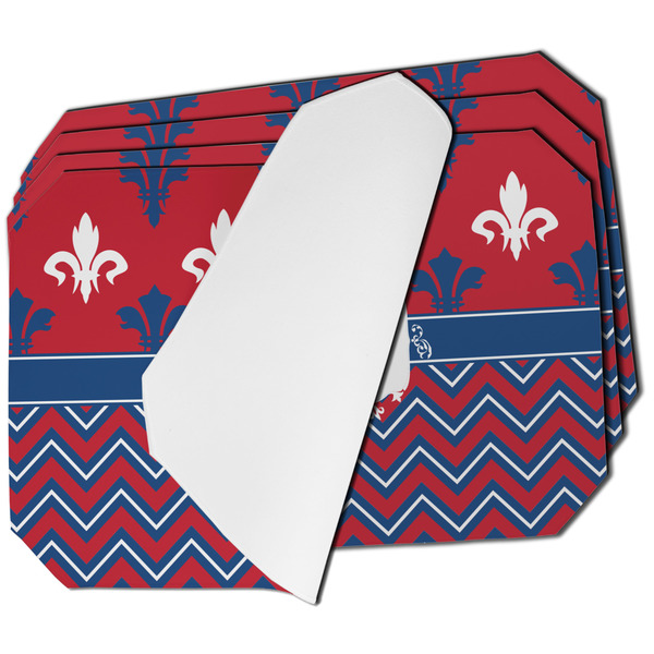 Custom Patriotic Fleur de Lis Dining Table Mat - Octagon - Set of 4 (Single-Sided) w/ Name or Text