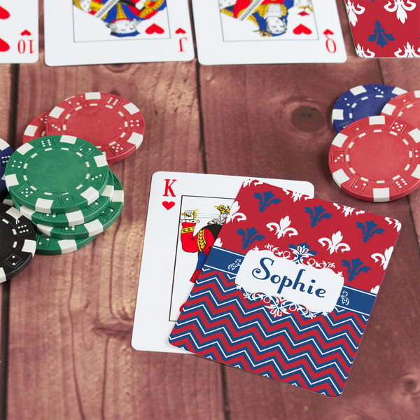 Patriotic Fleur de Lis On Table with Poker Chips