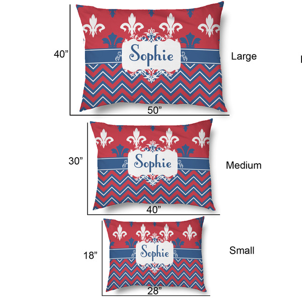 Patriotic Fleur de Lis Outdoor Dog Beds - SIZE CHART