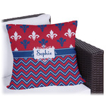 Patriotic Fleur de Lis Outdoor Pillow - 16" (Personalized)