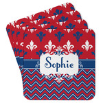 Patriotic Fleur de Lis Paper Coasters w/ Name or Text