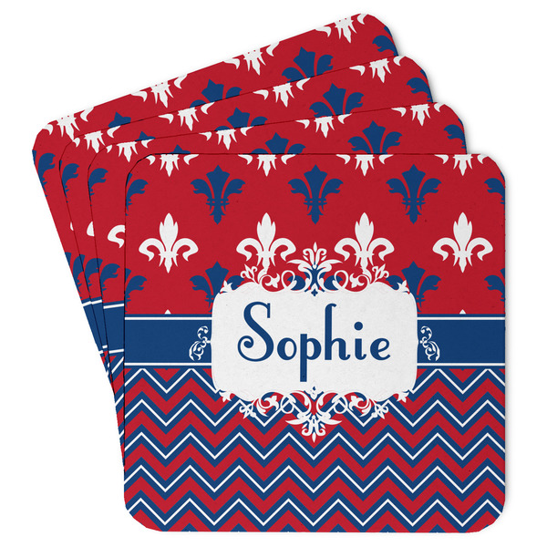Custom Patriotic Fleur de Lis Paper Coasters (Personalized)