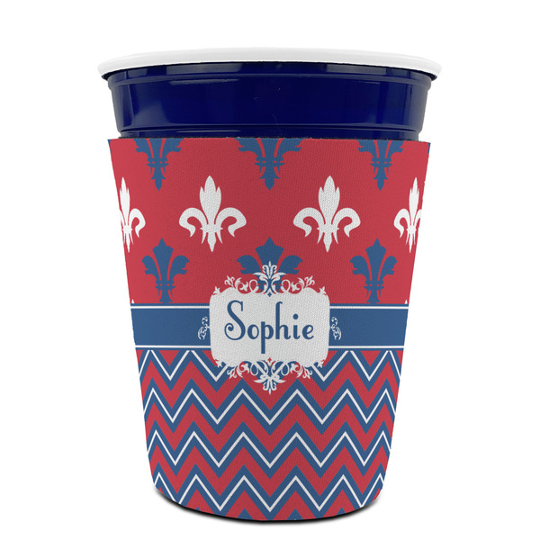 Patriotic Fleur de Lis Party Cup Sleeves - without bottom - FRONT (on cup)
