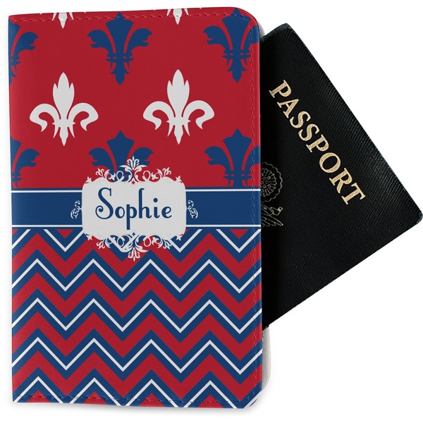 Custom Patriotic Fleur de Lis Passport Holder - Fabric (Personalized)
