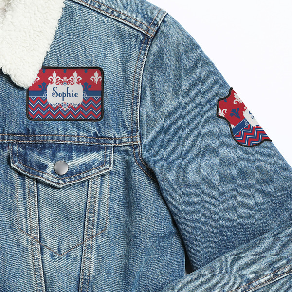Patriotic Fleur de Lis Patches Lifestyle Jean Jacket Detail