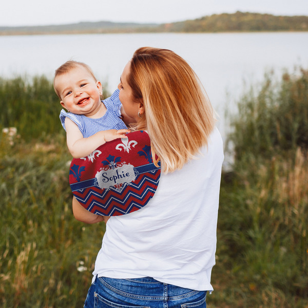Patriotic Fleur de Lis Peanut Shaped Burp - Lifestyle