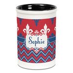 Patriotic Fleur de Lis Ceramic Pencil Holders - Black
