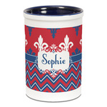 Patriotic Fleur de Lis Ceramic Pencil Holders - Blue