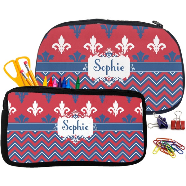 Patriotic Fleur de Lis Pencil / School Supplies Bags Small and Medium
