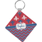Patriotic Fleur de Lis Diamond Plastic Keychain w/ Name or Text
