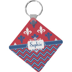 Patriotic Fleur de Lis Diamond Plastic Keychain w/ Name or Text