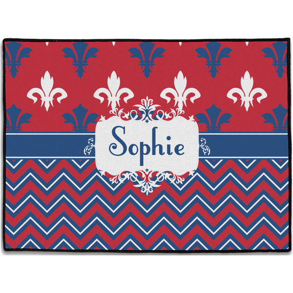 Custom Patriotic Fleur de Lis Door Mat - 24"x18" (Personalized)