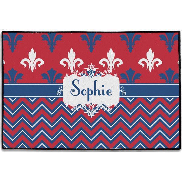 Custom Patriotic Fleur de Lis Door Mat - 36"x24" (Personalized)