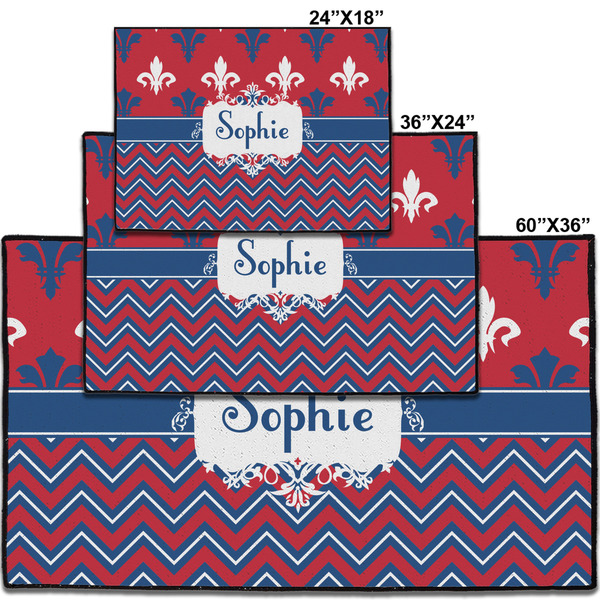 Patriotic Fleur de Lis Personalized Door Mat - Group Parent IMF