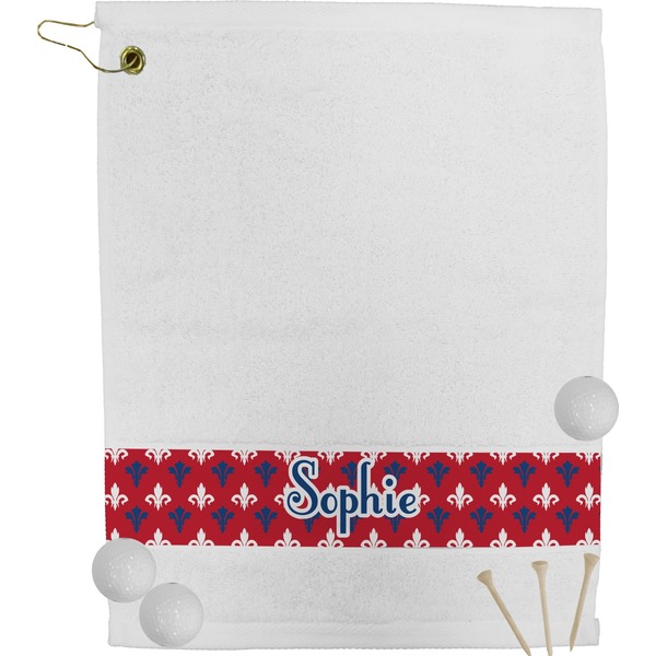 Custom Patriotic Fleur de Lis Golf Bag Towel (Personalized)