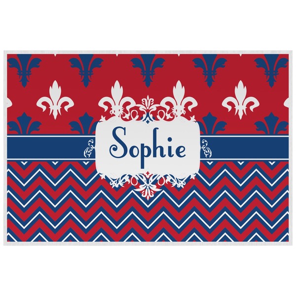 Custom Patriotic Fleur de Lis Laminated Placemat w/ Name or Text