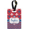 Patriotic Fleur de Lis Plastic Luggage Tag - Rectangular w/ Name or Text