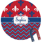 Patriotic Fleur de Lis Round Fridge Magnet (Personalized)
