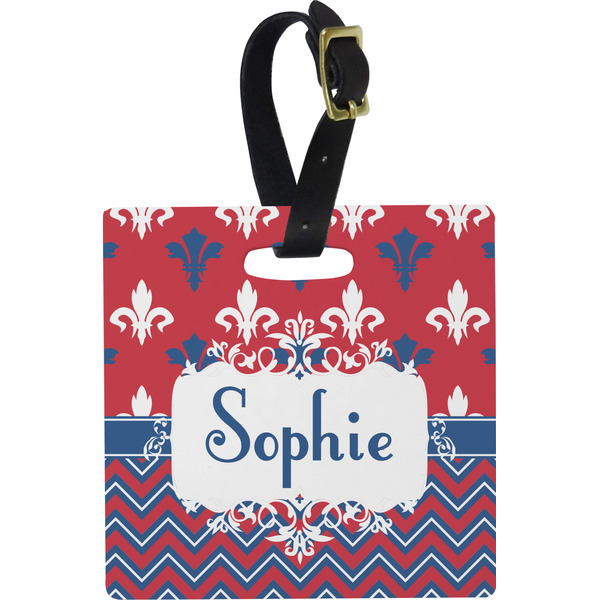 Patriotic Fleur de Lis Personalized Square Luggage Tag