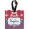 Patriotic Fleur de Lis Plastic Luggage Tag - Square w/ Name or Text