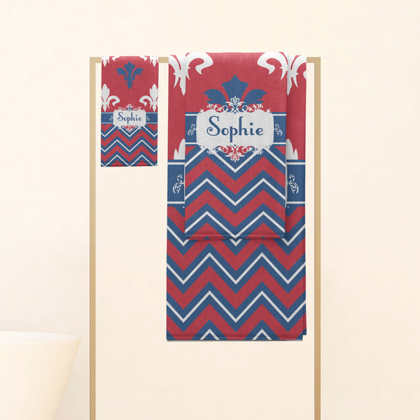 Patriotic Fleur de Lis Personalized Towel Set