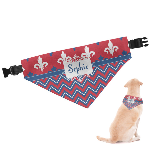 Custom Patriotic Fleur de Lis Dog Bandana - XLarge (Personalized)