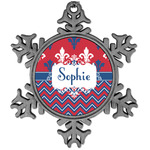 Patriotic Fleur de Lis Vintage Snowflake Ornament (Personalized)