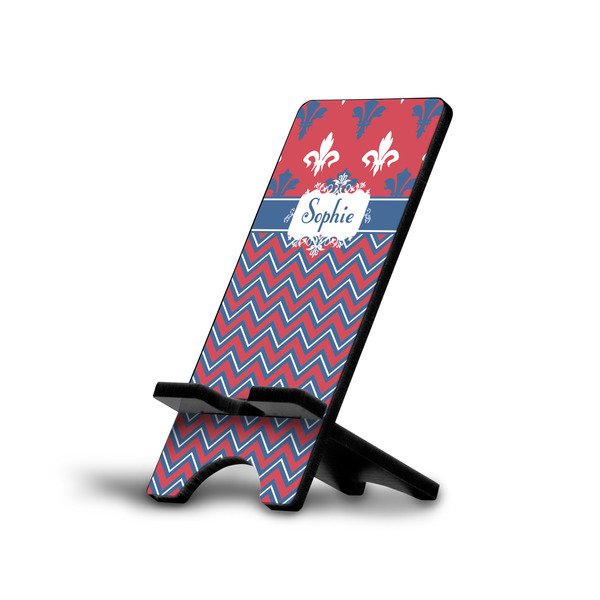 Custom Patriotic Fleur de Lis Cell Phone Stand (Small) w/ Name or Text