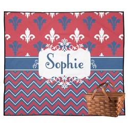 Patriotic Fleur de Lis Outdoor Picnic Blanket (Personalized)