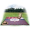 Patriotic Fleur de Lis Picnic Blanket - with Basket Hat and Book - in Use