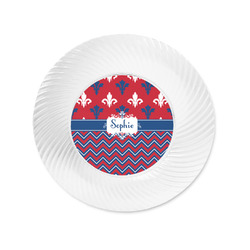 Patriotic Fleur de Lis Plastic Party Appetizer & Dessert Plates - 6" (Personalized)