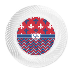 Patriotic Fleur de Lis Plastic Party Dinner Plates - 10" (Personalized)