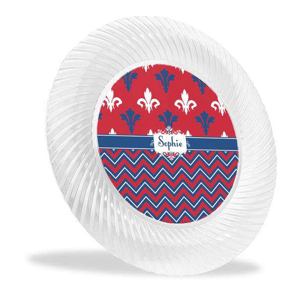 Custom Patriotic Fleur de Lis Plastic Party Dinner Plates - 10" (Personalized)