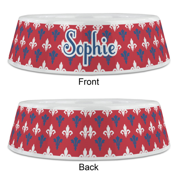 Patriotic Fleur de Lis Plastic Pet Bowls - Large - APPROVAL