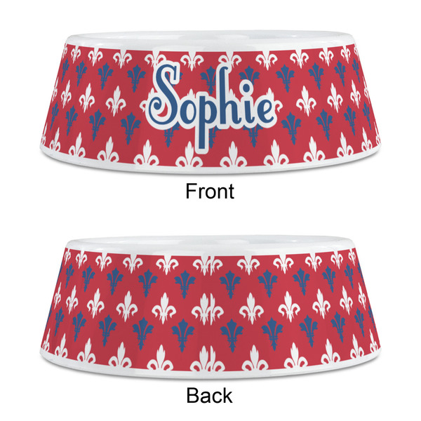 Patriotic Fleur de Lis Plastic Pet Bowls - Medium - APPROVAL