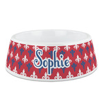 Patriotic Fleur de Lis Plastic Dog Bowl - Medium (Personalized)