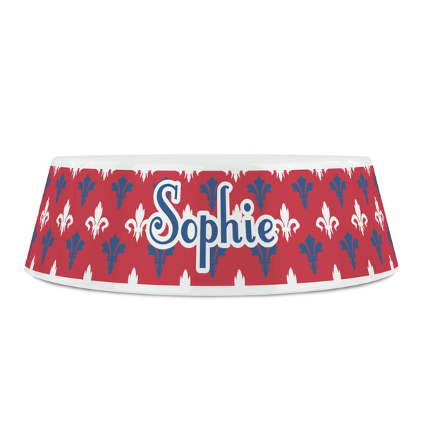 Patriotic Fleur de Lis Plastic Pet Bowls - Small - FRONT