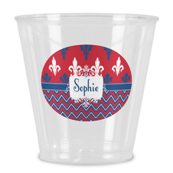 Patriotic Fleur de Lis Plastic Shot Glass (Personalized)