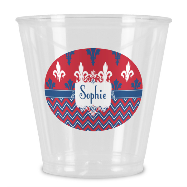 Custom Patriotic Fleur de Lis Plastic Shot Glass (Personalized)