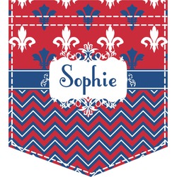 Patriotic Fleur de Lis Iron On Faux Pocket (Personalized)