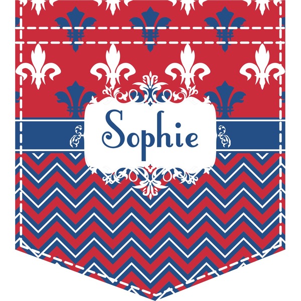 Custom Patriotic Fleur de Lis Iron On Faux Pocket (Personalized)