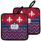 Patriotic Fleur de Lis Pot Holders - Set of 2 w/ Name or Text
